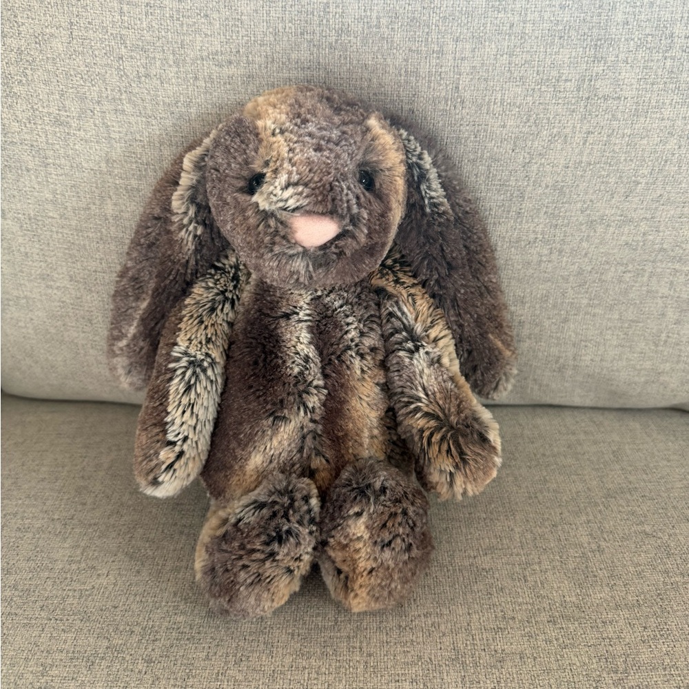 Jellycat Plush 12” Medium Woodland Babe Bashful Bunny Rabbit Gray/Brown